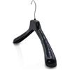 Kiroplast 15 Grucce Appendiabiti Capospalla Appendini Giacche Cappotti Abiti Spalla Larga Lucide (42, Nero Lucido Gancio Argento)