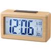 RWSRW Sveglia digitale in legno Orologio sveglia digitale sensore luce/temperatura risveglio morbido con snooze schermo notturno regolabile non include batterie AAA ideale camere/uffici