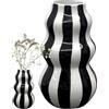 Youding Vaso a righe - Vaso in ceramica con righe nere e bianche | Ornamento francese vintage | Centrotavola decorativo | Mini vasi a costine per decorazioni da tavolo, matrimoni, feste, ricevimenti, addio al