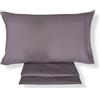 Bifulco Biancheria Malika Home Set Lenzuola Letto Singolo Una piazza in Microfibra - Lenzuolo Sotto con Angoli 200x90 cm, Lenzuolo Sopra 285x150 cm, 1 Federa 52x82 cm - Made in Italy (Grigio Scuro)