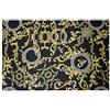 Russo Tessuti Tappeto Passatoia Corsia Cucina Bagno Antiscivolo Barocco Arabesco Nero Oro -50x140cm