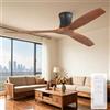 Sofucor 132cm Ventilatore da Soffitto con Telecomando, Legno Massello Ventilatore a Soffitto, Motore DC Silenzioso, Timer, 3 Temperature di Colore, 6 Velocità, Modalità Estate/Inverno per Soggiorno