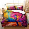 Tomifine Copripiumino Colorato 3 Pezzi Arte Astratta Copripiumino Paesaggio Set Di Biancheria da Letto Moderna con Cerniera Per Bambini Ragazze Adulti (King 220x240 cm,Blu Viola)