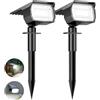 btfarm 2 Pezzi Luci Solari da Giardino, 72 LED 3 Modalità Lampade Faretti Solari a LED da Esterno, IP65 Impermeabile Lampada Solare per Cortile, Alberi, Prato, Bianco Freddo