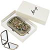SOFPLATE Specchietto Da Trucco Vintage Pieghevole In Metallo Portatile Compatto A Doppia Faccia Essenziale per I Ritocchi con Lente Normale e Lente D'Ingrandimento Motivo Pavone Mini Beauty Case Da Do