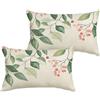 Generic Federa Cuscino 40x60 cm Verde Linoi Cuscini per Divano, Set di 2 Foglia Cuscini Rettangolari Impermeabili Con Cerniera Invisibile, Soggiorno Sofá Balcone Patio Estate Decorativi Regalo 1B-782