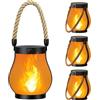 Cre8ve3 Lanterna Solare Esterno, 2 lanterne solari con effetto fiamma reale per esterni, IP65, impermeabili, decorazione per giardino, balcone, terrazza e cortile con sensore crepuscolare automatico (1pc)