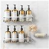 Deyhoc 3 Pezzi Acciaio Inossidabile Antiruggine Mensola Doccia senza Foratura, Accessori Bagno senza Forare, Autoadesivo Mensole Bagno Organizzatore, Argento