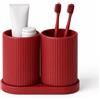 Alupedia Bathora Portaspazzolino doppio, minimalista, elegante accessorio da bagno con scomparti separati, stabile e facile da pulire, stampa 3D (rosso scuro)