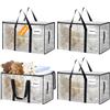 Withosent 100L Borsa Portaoggetti Grande, 4 Pezzi Impermeabile Borse di Stoccaggio Trasloco con Cerniera e Maniglia, Pieghevole Scatole Armadio Viaggio per Vestiti, Trapunte, Trasparente