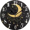 ALAZA Orologio da parete rotondo nero con luna e stelle, senza ticchettio, silenzioso, a batteria, orologio decorativo per soggiorno, casa, ufficio