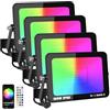 YOJZMA 4Pcs 100W Intelligente Faro LED RGB esterno con spina, controllo app