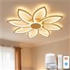 YOLEDY Plafoniera LED Soffitto Smart 80cm, Lampadario Moderno Design a Fiore Dimmerabile Compatibile con Alexa/Google Home, Luce con App/Telecomando per Salotto e Camera, 3000K-6500K, Oro