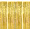 Jinsion 4 Pezzi Tende Metalliche Feste Oro, 1x2 m Tenda Compleanno Decorazione | Tenda Scintillante per Feste,Sfondo Compleanno Tinsel,Foil Tende a Frange Scintillante Shimmer per Decorare Carnevale,Natale