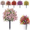 Generic Fiori artificiali per esterni con paletti da terra, piante artificiali resistenti ai raggi UV da 59,7 cm, finta topiaria di bosso in forma di sfera con inserto a terra per decorazione di prato