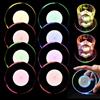 WIYETY 8 sottobicchieri a LED: diametro 10 cm, rotondi, in acrilico, impermeabili, con 7 modalità di colore e pulsante on/off, per bicchieri, bottiglie, feste, matrimoni, bar, Natale (rotondi)
