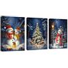 FajerminArt 3Pcs Grande Blu Scena di Neve Natalizia Stampa su Tela Con Cornice, Pupazzo di Neve Scena d'alce Quadri Moderni pittura su tela poster Decorazione Murale Adatto Soggiorno Camera da letto 40×60cm×3
