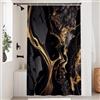Uiiooazy Tenda Doccia Antimuffa, Tenda da Doccia 120x200cm Nero e Oro Effetto Marmo Astratta Grigio Giallo Tende da Bagno Tessuto Lavabile Impermeabile Poliestere Tende Vasca da Bagno con 8 Anelli