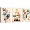 FajerminArt 3 Pcs Quadri Moderni Boho Eucalipto Foglia Stampa su Tela Con Cornice, Beige Arancione Botanico Foglie Quadro Pittura su tela Poster da Parete Decorazione Murale Soggiorno Camera da Letto 50x70cmx3