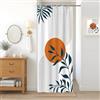 Uiiooazy Tenda Doccia Antimuffa, Uiiooazy Tenda Doccia Piccola 90x180cm Terracotta Boho Chic Astratta Arancia Sole Foglie Blu Navy Tende da Bagno Tessuto Lavabile Impermeabile Tende Vasca da Bagno con 6 Anelli