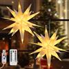 Lewondr Albero di Natale Topper, 2Pcs 17,7 Pollici 3D Stella Luminosa Appesa Moravian con Timer 6H e 8 modalità, USB Illuminato Stella Albero Ornamento con Telecomando per Vacanze Interno Esterno