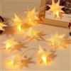 Lewondr 2PZ Luci Natalizie a Forma di Stella da Appendere, Lanterna di Carta a 8 Punte con Timer 6 Ore, Luminaria Batteria da 51" per Interni con 10 Perline LED per Decorazione Sala Festa Nuziale Casa