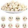 REBECCAHOWARD 152 Pezzi Perline smiley in legno, 20mm Perline in Legno con Faccina Sorridente，8 Stili Emoji Perline di Legno Rotonde Naturale con Facce per Braccialetti Collane Creazione di Gioielli