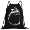 Generic Fashion Coulisse Borsa da Palestra Black And White Shark Sacca Sportiva Palestra Unisex Sacca Zaino Sportivo per Adulto Vacanze Festival 36X42Cm