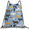 Generic Personalizzato Zaino Coulisse Set of Bulls And Cows Farm Animal Cattle Mammal Sacca Sportiva Fashion Sacca Zaino Sportivo per Piscina Viaggi Adulto 36X42Cm