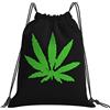 Generic Poliestere Coulisse Tasche Funny 100% Vegan Leaves Weed Borsa Palestra Scuola Leggero Zaino Palestras per Adulto Donna Viaggi 36X42Cm
