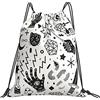 Generic Unisex Borsa Sportiva da Palestra Magical Style Hand Eyes Moon Skull Cat Bat Snake Key-White Sacca Sportiva Leggero Zainetti per Piscina Sport Adulto 36X42Cm