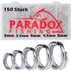 Paradox Fishing Set di anelli elastici (150 pezzi), anelli in acciaio inox da 3 mm a 5 mm, antiruggine e resistenti, accessori da pesca per cucchiai, wobbler, esche dure e montaggio di ganci