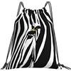 Generic Fashion Zaino Coulisse Animal Stripe Zebra Black White Sacca Sportiva Personalizzato Zainetti per Piscina Donna Adulto 36X42Cm