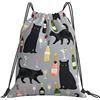 Generic con Coulisse Borsa Sportiva da Palestra Cat Black Wine Sacca Sportivo Personalizzato Zaino da Viaggio per Festival Yoga Adulto 36X42Cm