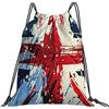 Generic Personalizzato Coulisse Borsa da Palestra Union Jack Sacchetto Sportivo con Coulisse Zaino da Viaggio per Festival Sport Piscina 36X42Cm