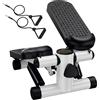 Fitby Mini Stepper Fitness con Bande di Resistenza e Schermo LCD - Stepper Scala Compatta ad Altezza Regolabile, Pedali Antiscivolo Carico Massimo 100 Kg, Bianco