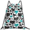 Generic Unisex Borsa Sportiva da Palestra Cute Elephants Oriental Blue Sacca Sportiva Fashion Zaino Sportivo per All'Aperto Adulto Yoga 36X42Cm