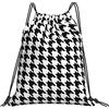 Generic Fashion Borsa Sportiva da Palestra Black And White Houndstooth Black And White Houndstooth Sacca Sportiva Poliestere Zaino Palestras per Sport Spiaggia Viaggi 36X42Cm