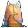 Generic Poliestere Coulisse Borsa da Palestra Rainbow Bridge all Cats Pets Go To Heaven Sacca Sportiva Stampa Sacca Zaino Sportivo per Yoga Uomo Vacanze 36X42Cm