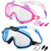 alloneslife 2 occhialini da nuoto per bambini, ampia vista, con tappi per le orecchie e clip per il naso, set di accessori per il nuoto con tappi per le orecchie