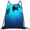 Generic Fashion Borsa Coulisse Deep Sea Turtle Sacca Sportiva Stampa Zainetti per Donna Nuoto Spiaggia 36X42Cm
