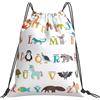 Generic Unisex Zaino Coulisse Alphabet Cute Zoo with Animals Sacchetto Sportivo Fashion Sacca Zaino Sportivo per Spiaggia Adulto Sport 36X42Cm