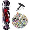 Tony Hawk Skateboard completo Tony Hawk PROFESSIONALE Serie Principiante + tool multiuso + 50 stickers lucidi (wingspan black - tool- 50Sticks, 8.0)