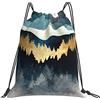 Generic Unisex Coulisse Borsa da Palestra Modern Mountain Moon Trees Sacca Sportiva Stampa Zaino Sportivo per Sport Yoga Nuoto 36X42Cm