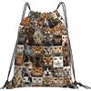 Generic Personalizzato Zaino Coulisse Cute Cat Faces Sacca Sportiva Fashion Zaino da Viaggio per Adulto Viaggi Vacanze 36X42Cm