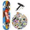 Tony Hawk Skateboard completo Tony Hawk PROFESSIONALE Serie Principiante + tool multiuso + 50 stickers lucidi (Wingspan blue-tool-50stick, 8.0)