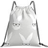 Generic Leggero Borsa Coulisse Geeky Bunny Med Scale Sacca Sportivo Unisex Zaino da Viaggio per Spiaggia Yoga Festival 36X42Cm