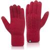 LJCZKA Guanti Invernali Caldi per Donna e Uomo Guanti Touch Screen a Maglia Morbidi Elastici per all'Aperto, Guida, Ciclismo (Rosso)