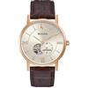 Bulova Classico automatico da uomo, in acciaio inox, color argento, Pelle marrone/oro rosa, Classico