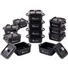 MasterPro Cook & Share - Mini cocotte quadrata con coperchio, 13,5 x 10,6 x 4,5/6,5 cm, ideale per condividere, in gres con interno ed esterno smaltato nero, adatto per lavastoviglie e forno, set da